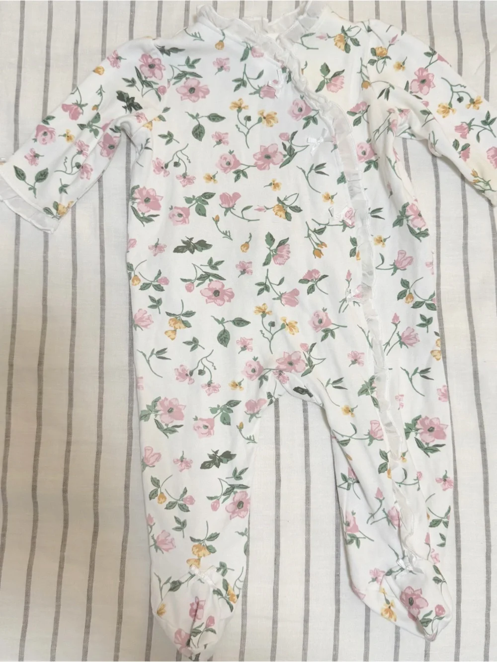 Little Me White Pajama Set with Pink Floral‎ Print